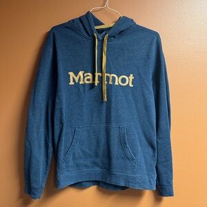 Marmot Men's Blue and Gold Hoodie Sweater